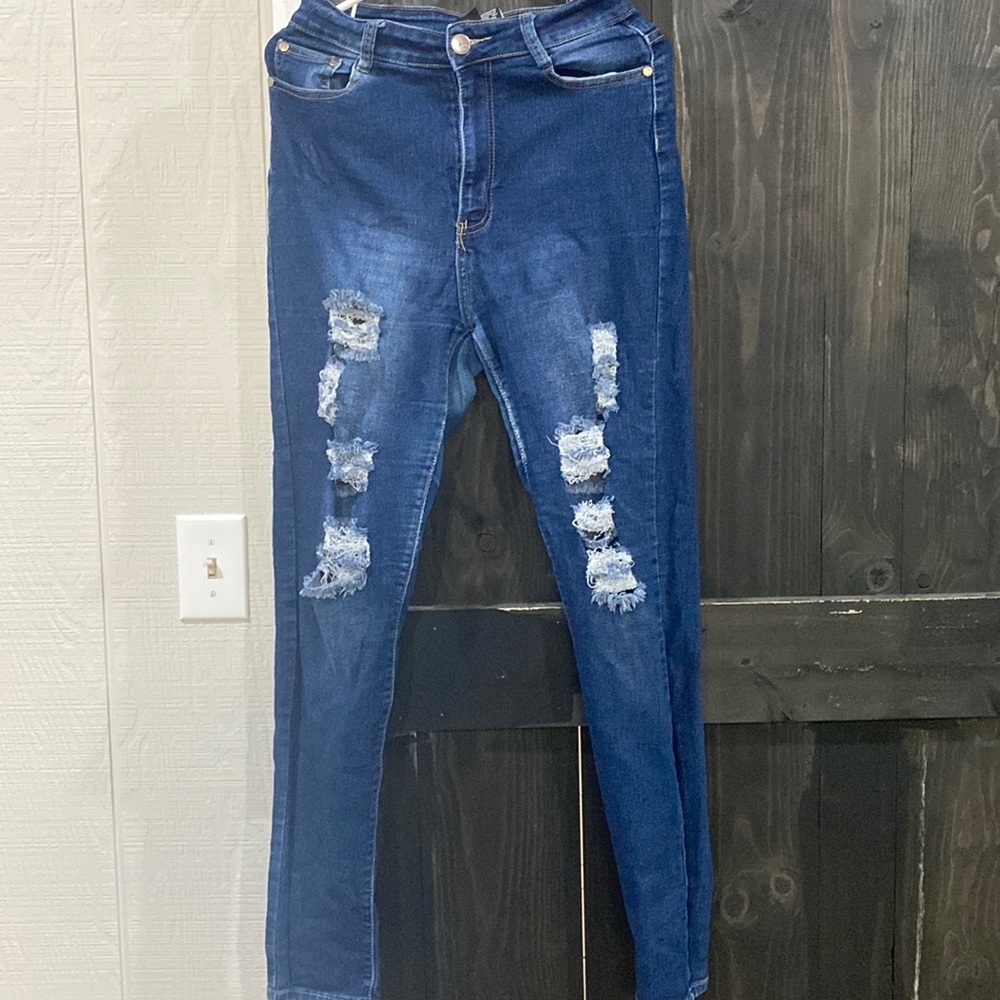 Blue ripped jeans